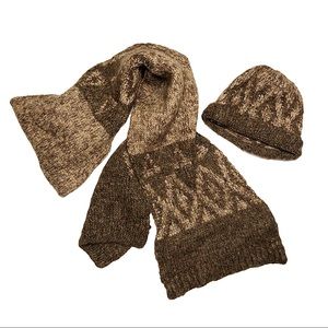 Winter Hat Wool Alpaca Hat and Scarf Set Knitted